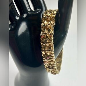 Vintage Gold Nugget Style Men's Bracelet-Bold Chunky Gold Plated